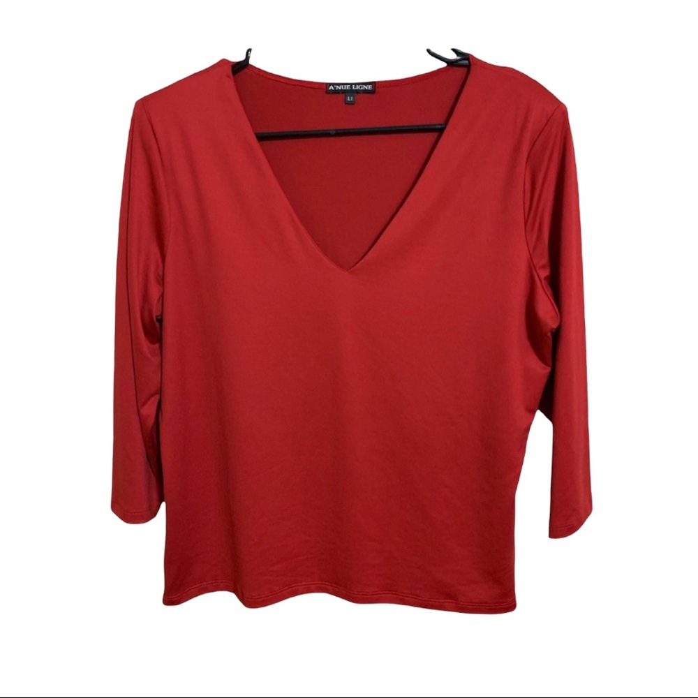 A’Nue Ligne Red Tactel and Lycra Blend Top L